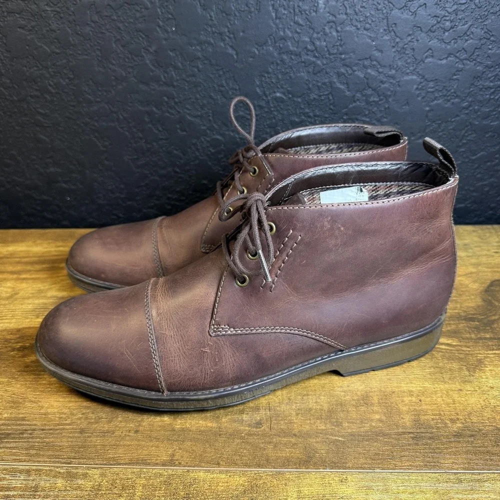 Clarks Tilden Top Brown Leather Cap‎ Toe Chukka Ankle Boots Mens Size 10